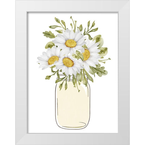Mason Jar Floral 1 White Modern Wood Framed Art Print by Allen, Kimberly