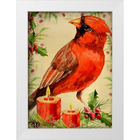 Christmas Cardinal White Modern Wood Framed Art Print by Allen, Kimberly