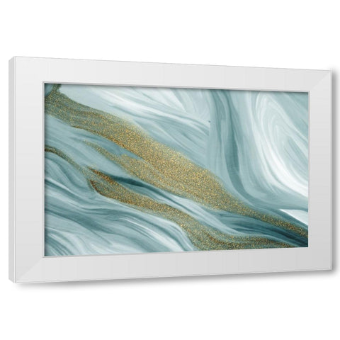 Blue Waves of Gold White Modern Wood Framed Art Print by Allen, Kimberly