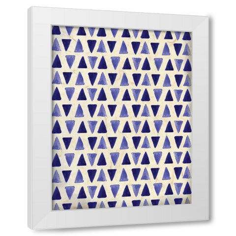 Indigo Triangles White Modern Wood Framed Art Print by Allen, Kimberly