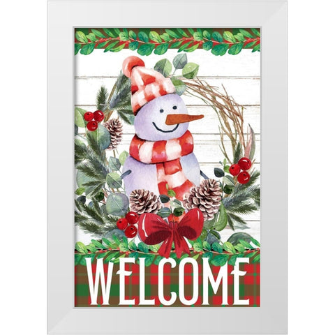 Snowman Christmas White Modern Wood Framed Art Print by Allen, Kimberly