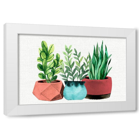 Summer Pots White Modern Wood Framed Art Print by Allen, Kimberly
