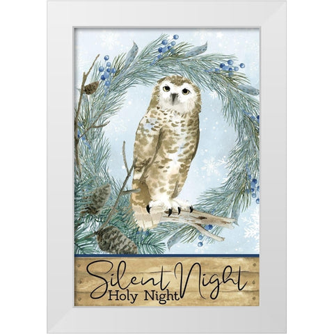 Winter Owl White Modern Wood Framed Art Print by Allen, Kimberly