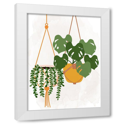 Hanging Plants White Modern Wood Framed Art Print by Allen, Kimberly