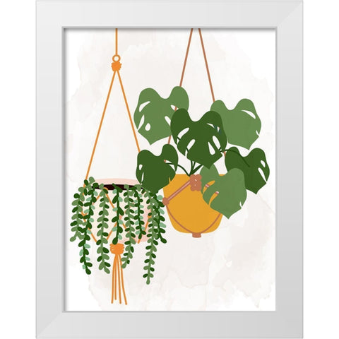 Hanging Plants White Modern Wood Framed Art Print by Allen, Kimberly