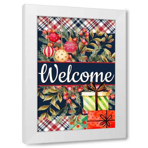 Welcome Ornaments and Presents White Modern Wood Framed Art Print by Allen, Kimberly