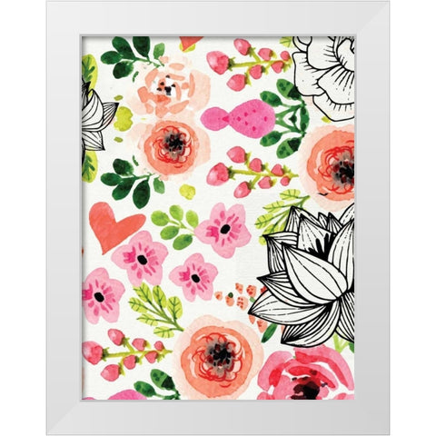 Summer Blooms White Modern Wood Framed Art Print by Allen, Kimberly