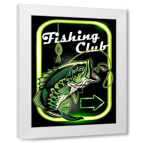 Fishing Club White Modern Wood Framed Art Print by Allen, Kimberly