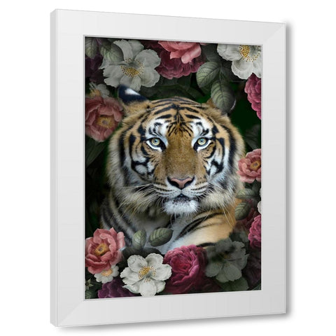 Lush Garden Tiger White Modern Wood Framed Art Print by Allen, Kimberly