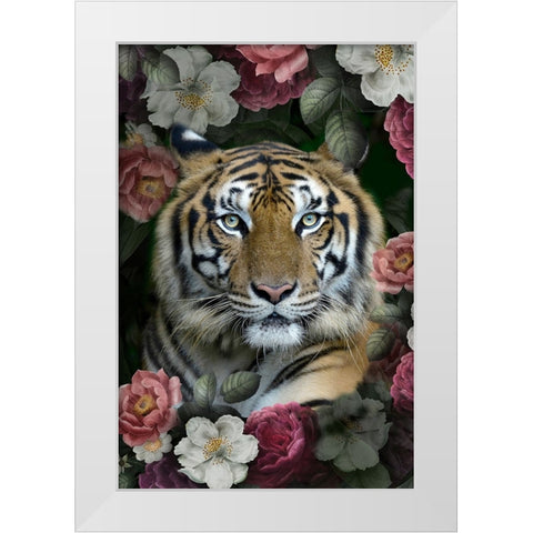 Lush Garden Tiger White Modern Wood Framed Art Print by Allen, Kimberly