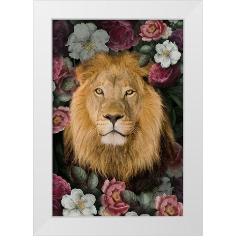 _Lush Garden Lion White Modern Wood Framed Art Print by Allen, Kimberly