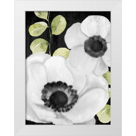 Anemone On Black 1 White Modern Wood Framed Art Print by Allen, Kimberly