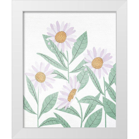 Daisies Floral White Modern Wood Framed Art Print by Allen, Kimberly