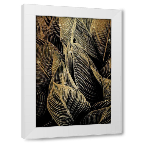 Midnight Palm Gold 1 White Modern Wood Framed Art Print by Allen, Kimberly