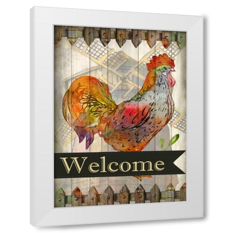 Fall Rooster White Modern Wood Framed Art Print by Allen, Kimberly