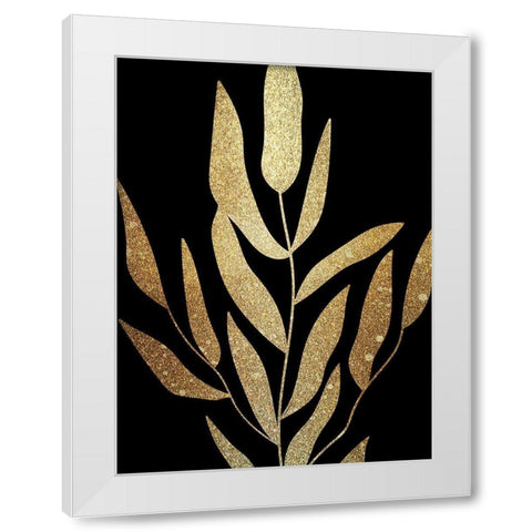 Plaster Leaves Gold 2 White Modern Wood Framed Art Print by Kimberly, Allen