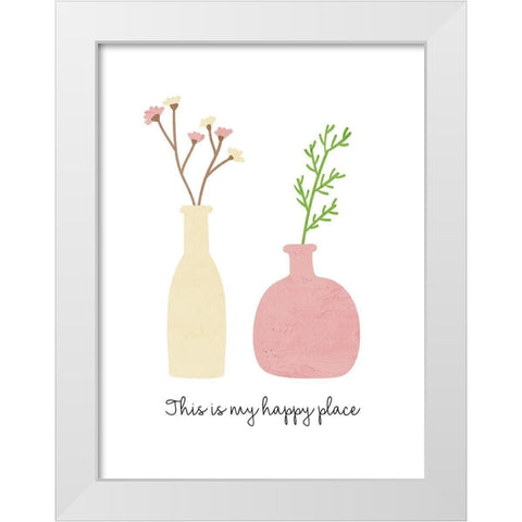 Happy Place White Modern Wood Framed Art Print by Allen, Kimberly
