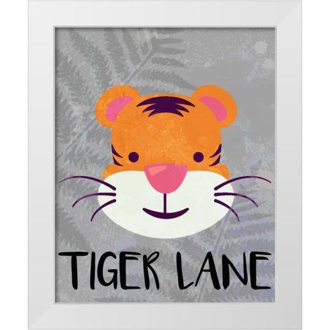 Tiger Lane White Modern Wood Framed Art Print by Allen, Kimberly