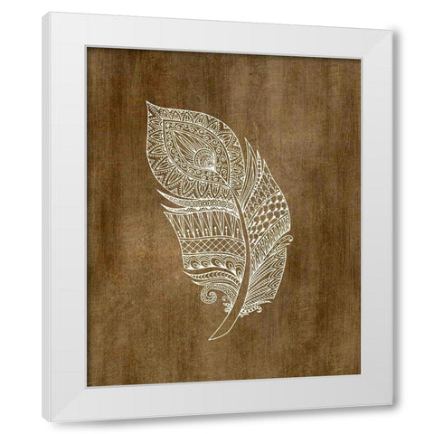 Ethnic Feather 3 White Modern Wood Framed Art Print by Kimberly, Allen