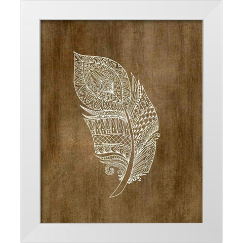 Ethnic Feather 3 White Modern Wood Framed Art Print by Kimberly, Allen
