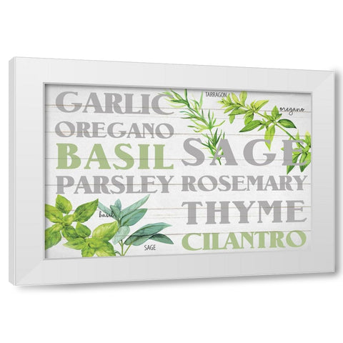 Layers Of Black And White Herbs White Modern Wood Framed Art Print by Allen, Kimberly