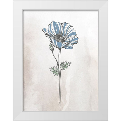 Stone Floral Blues 1 White Modern Wood Framed Art Print by Allen, Kimberly