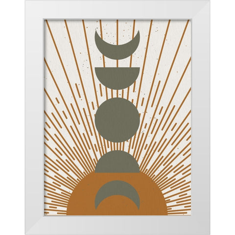 Sun And Moon Phases White Modern Wood Framed Art Print by Allen, Kimberly
