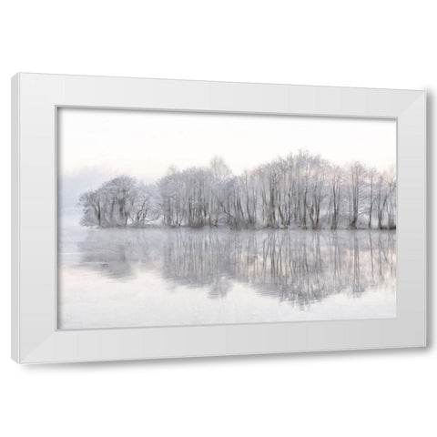 Mist Lake White Modern Wood Framed Art Print by Allen, Kimberly