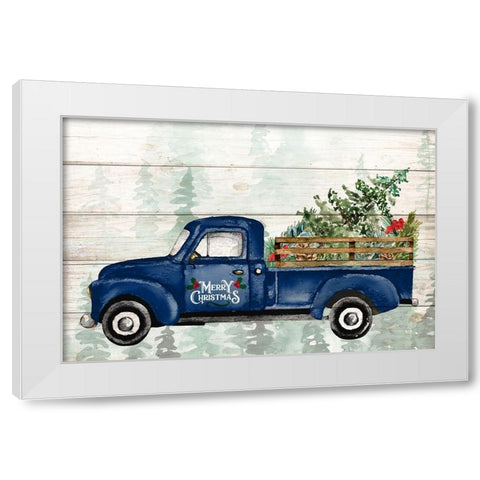 Navy Christmas Truck White Modern Wood Framed Art Print by Allen, Kimberly