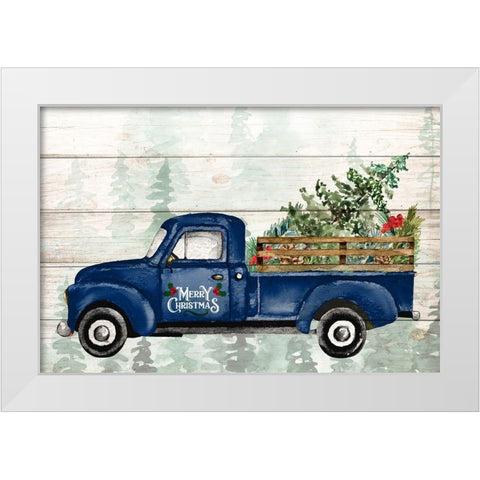 Navy Christmas Truck White Modern Wood Framed Art Print by Allen, Kimberly