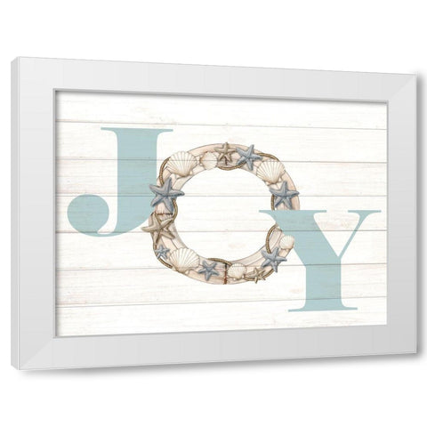 Joy Seashell Wreath White Modern Wood Framed Art Print by Allen, Kimberly