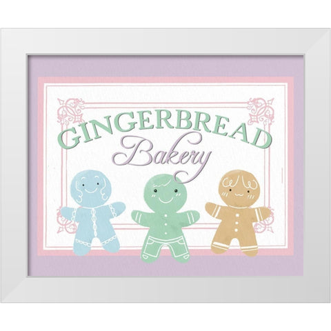 Gingerbread Bakery Sign White Modern Wood Framed Art Print by Allen, Kimberly