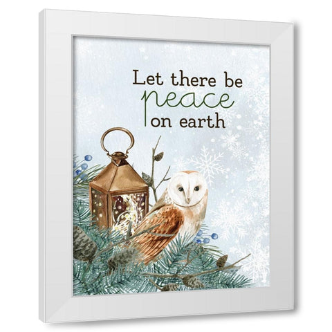 Peace on Earth Owl White Modern Wood Framed Art Print by Allen, Kimberly