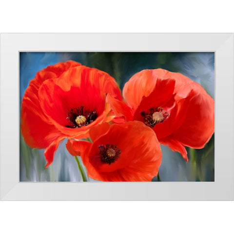 Poppy Trio White Modern Wood Framed Art Print by Allen, Kimberly