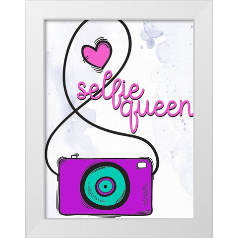 Selfie Queen White Modern Wood Framed Art Print by Allen, Kimberly