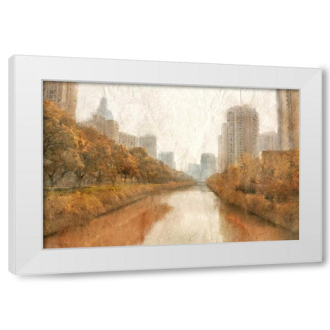 Autumn In The City White Modern Wood Framed Art Print by Allen, Kimberly