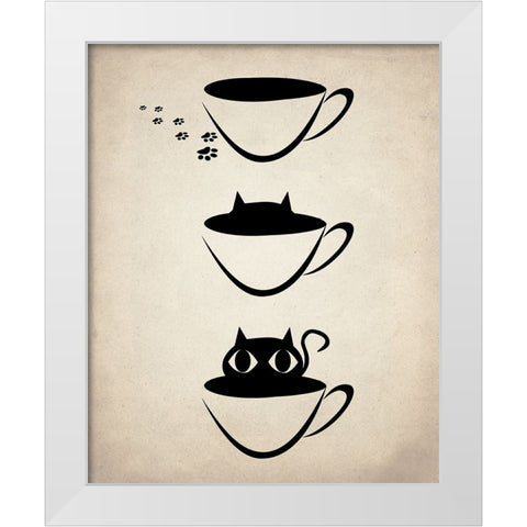 Cat Cup White Modern Wood Framed Art Print by Allen, Kimberly