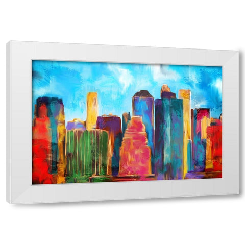 Manhattan Skyline White Modern Wood Framed Art Print by Allen, Kimberly
