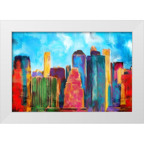 Manhattan Skyline White Modern Wood Framed Art Print by Allen, Kimberly