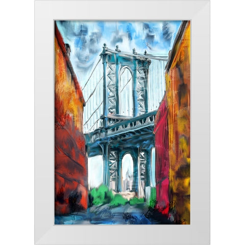 Brooklyn Bridge White Modern Wood Framed Art Print by Allen, Kimberly