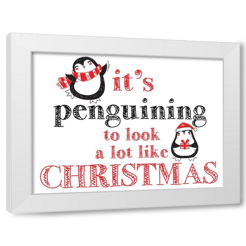 Penguin Christmas 4 White Modern Wood Framed Art Print by Allen, Kimberly