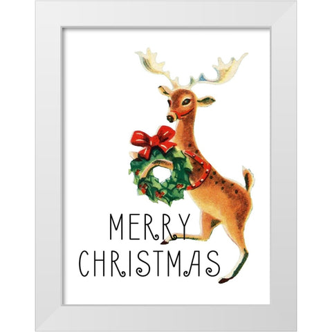 Reindeer Christmas 2 White Modern Wood Framed Art Print by Allen, Kimberly