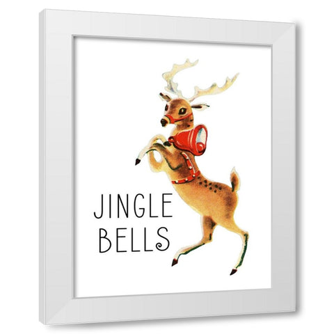 Reindeer Christmas 3 White Modern Wood Framed Art Print by Allen, Kimberly