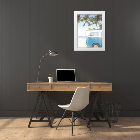 Beach Van White Modern Wood Framed Art Print by Allen, Kimberly