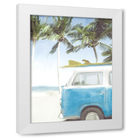 Beach Van White Modern Wood Framed Art Print by Allen, Kimberly