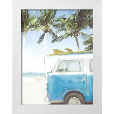 Beach Van White Modern Wood Framed Art Print by Allen, Kimberly