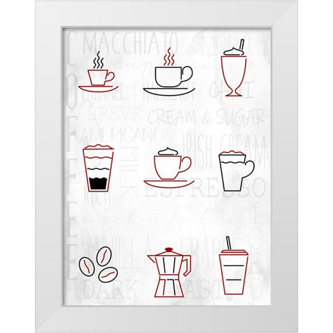 Coffee Chart White Modern Wood Framed Art Print by Allen, Kimberly