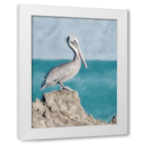 Pelican Perch White Modern Wood Framed Art Print by Allen, Kimberly