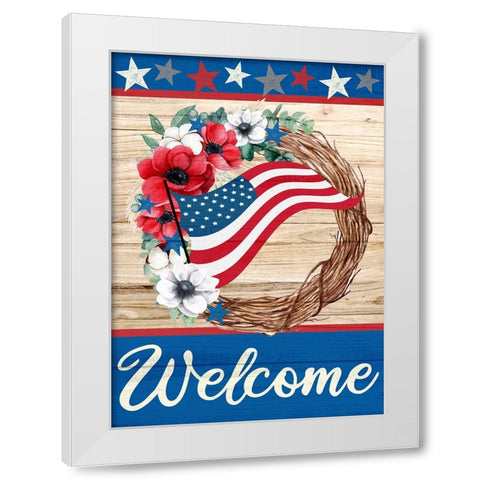 Patriotic Wreath White Modern Wood Framed Art Print by Allen, Kimberly