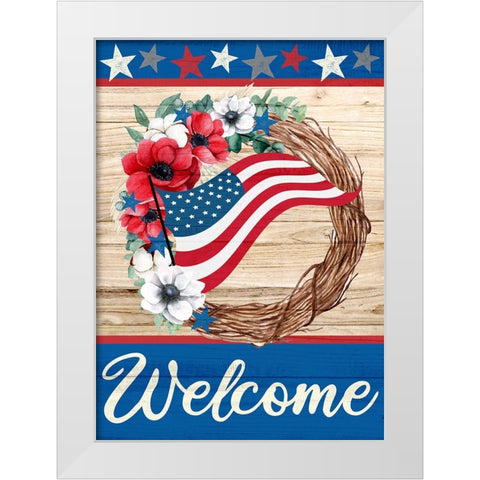 Patriotic Wreath White Modern Wood Framed Art Print by Allen, Kimberly